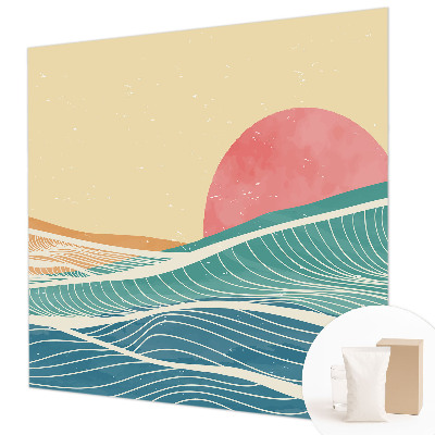 Premium wall mural for bedroom featuring sea waves