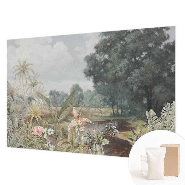 Decorative wall mural for living room with an exotic landscape design