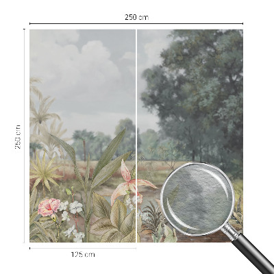 Decorative wall mural for living room with an exotic landscape design