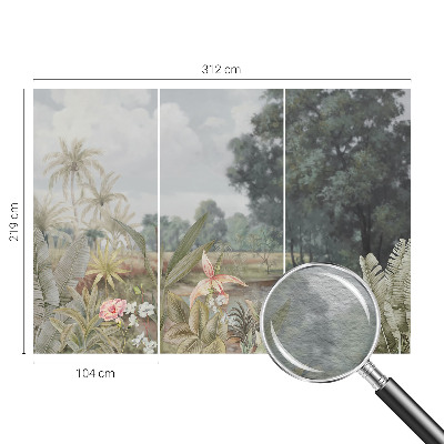Decorative wall mural for living room with an exotic landscape design