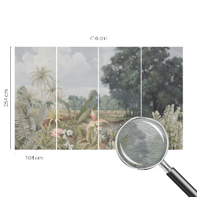 Decorative wall mural for living room with an exotic landscape design
