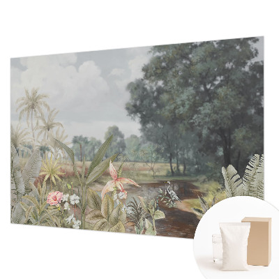 Decorative wall mural for living room with an exotic landscape design