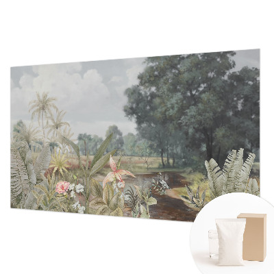 Decorative wall mural for living room with an exotic landscape design