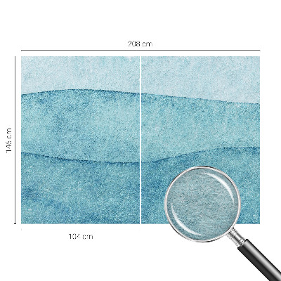 Wallpaper mural with a blue waves design