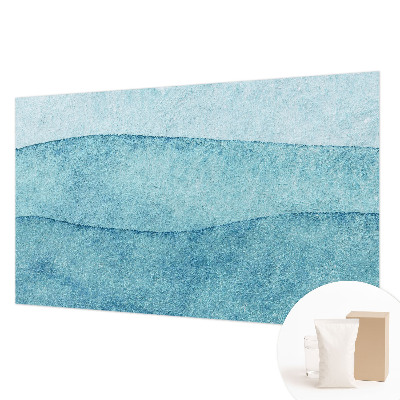 Wallpaper mural with a blue waves design