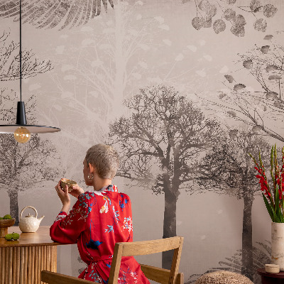 Photo wall mural with a delicate trees motif