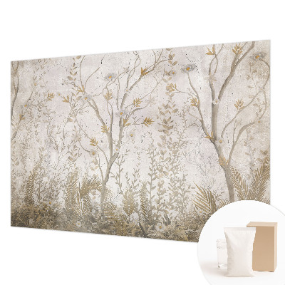 Wall mural for bedroom with a forest corner design