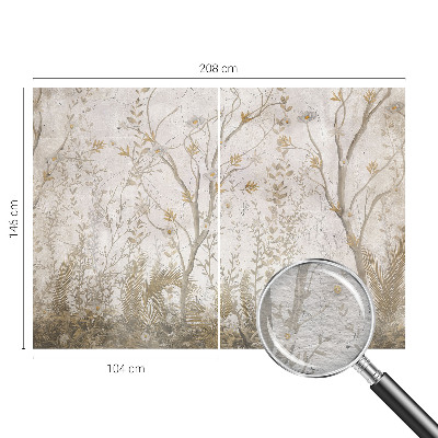 Wall mural for bedroom with a forest corner design