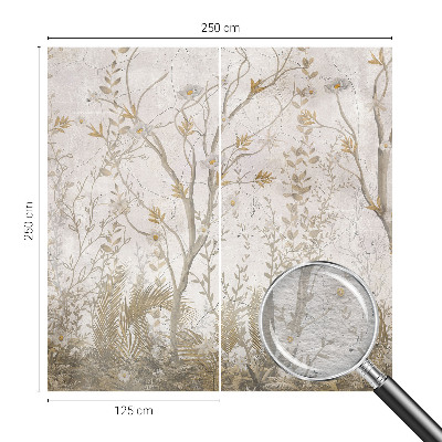 Wall mural for bedroom with a forest corner design