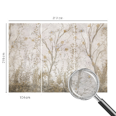 Wall mural for bedroom with a forest corner design