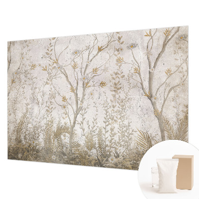 Wall mural for bedroom with a forest corner design
