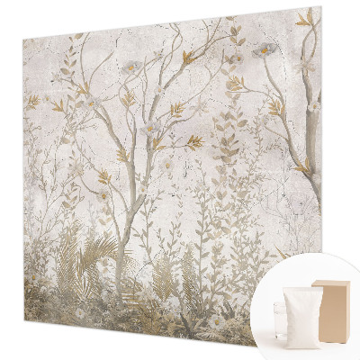 Wall mural for bedroom with a forest corner design