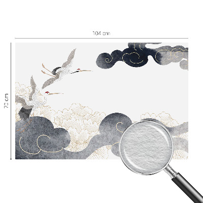 Wall mural for living room with a design of cranes in flight