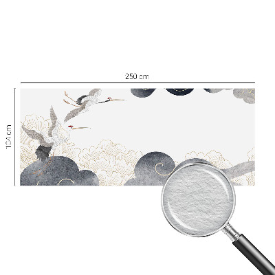 Wall mural for living room with a design of cranes in flight
