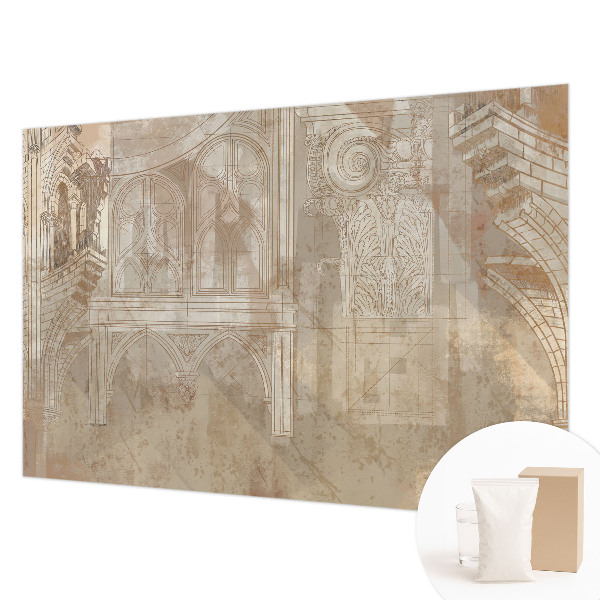 Wallpaper mural for living room with a historical ornament design