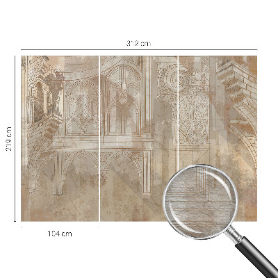 Wallpaper mural for living room with a historical ornament design