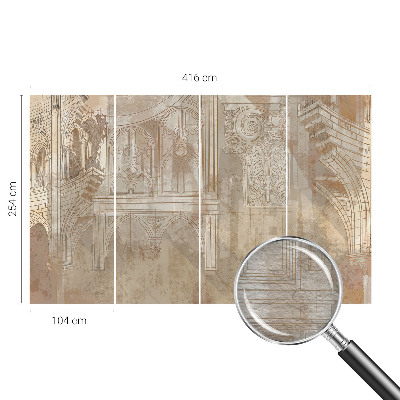 Wallpaper mural for living room with a historical ornament design