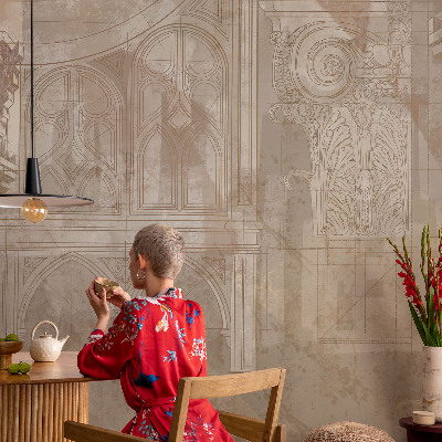 Wallpaper mural for living room with a historical ornament design