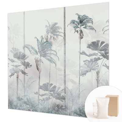 Large wall mural with a tropical landscape design