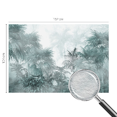 Large wallpaper mural with an exotic green botanical motif