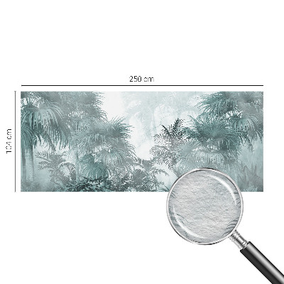Large wallpaper mural with an exotic green botanical motif