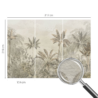 Custom size wall mural with a tropical jungle design