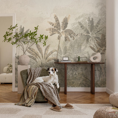 Custom size wall mural with a tropical jungle design