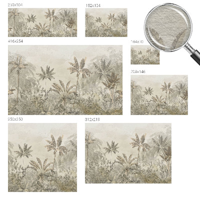 Custom size wall mural with a tropical jungle design