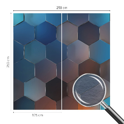 High quality wall mural wallpaper with a blue hexagon pattern