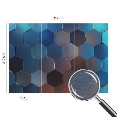 High quality wall mural wallpaper with a blue hexagon pattern