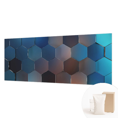 High quality wall mural wallpaper with a blue hexagon pattern