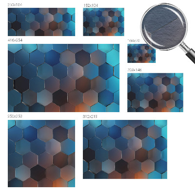 High quality wall mural wallpaper with a blue hexagon pattern