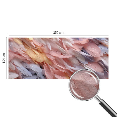 Decorative wall mural for living room with a pastel feather pattern