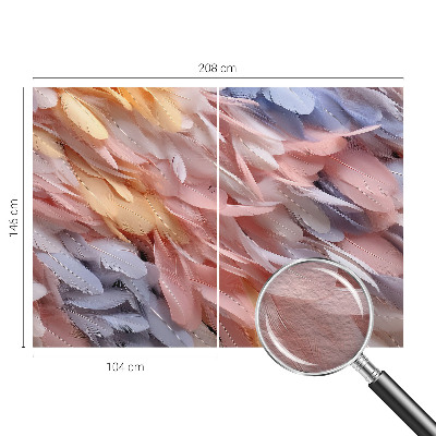 Decorative wall mural for living room with a pastel feather pattern