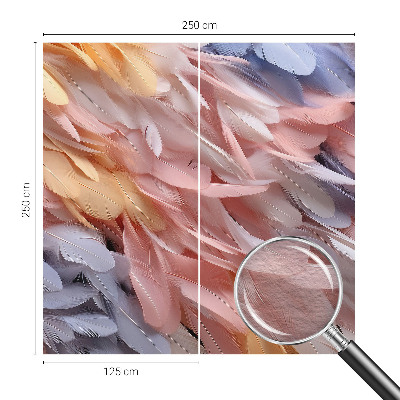 Decorative wall mural for living room with a pastel feather pattern