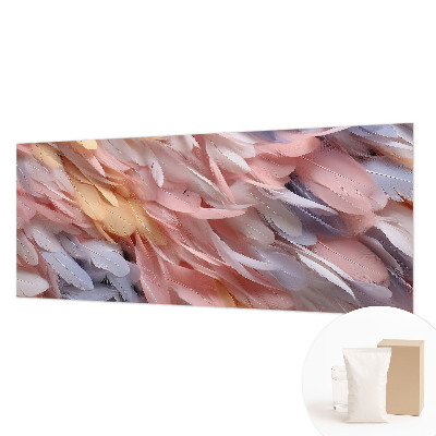 Decorative wall mural for living room with a pastel feather pattern