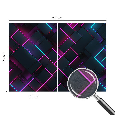 Non-woven wall mural with a neon geometric design
