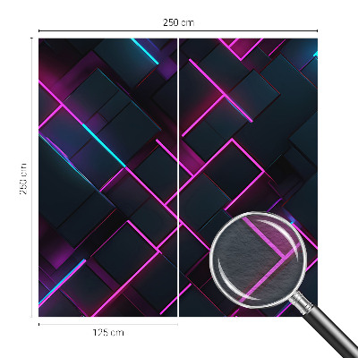 Non-woven wall mural with a neon geometric design