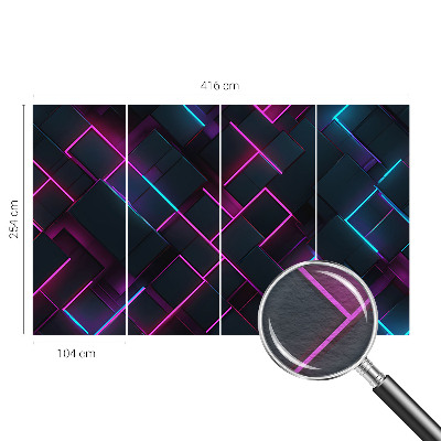 Non-woven wall mural with a neon geometric design