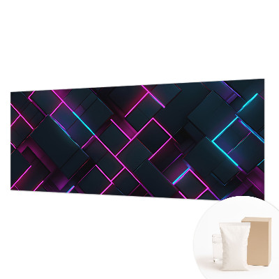 Non-woven wall mural with a neon geometric design