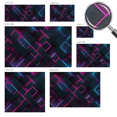 Non-woven wall mural with a neon geometric design