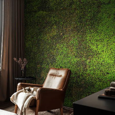 Non-woven photo wallpaper with a green carpet design