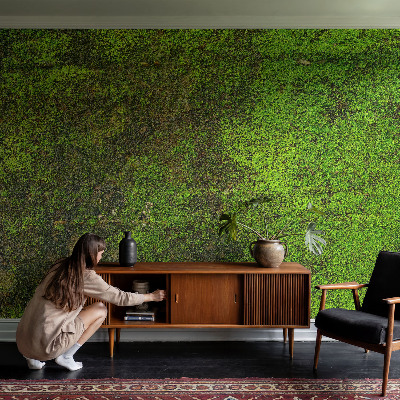 Non-woven photo wallpaper with a green carpet design