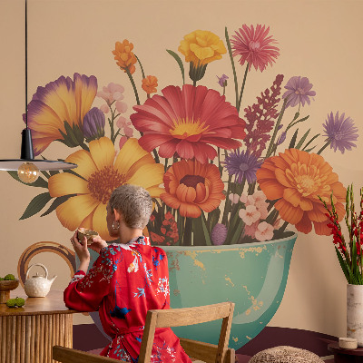 Photo wall mural with a colorful bouquet