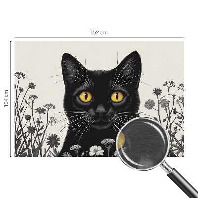 Wall mural for bedroom with a cat and floral design