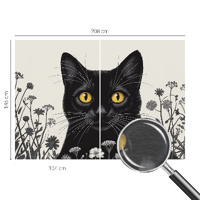 Wall mural for bedroom Cat flowers