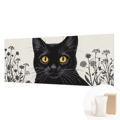 Wall mural for bedroom with a cat and floral design