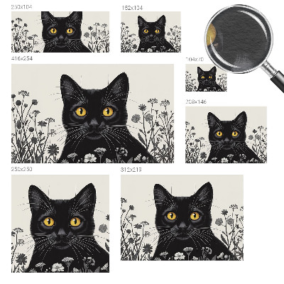 Wall mural for bedroom with a cat and floral design
