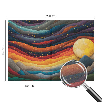 Modern wall mural with a colorful mountain design