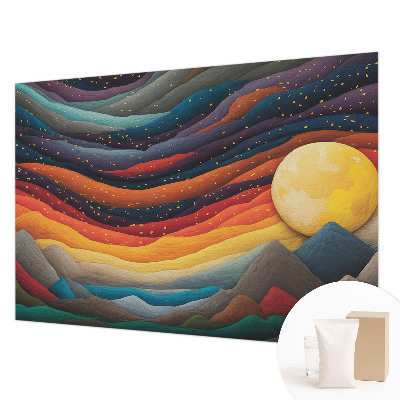 Modern wall mural with a colorful mountain design